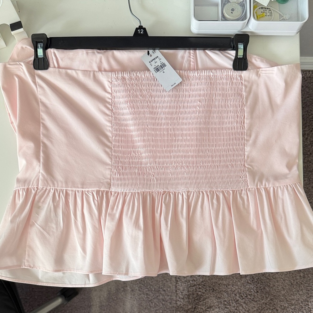 Express Light Pink Asymmetrical Ruffled Top - Picture 2 of 2